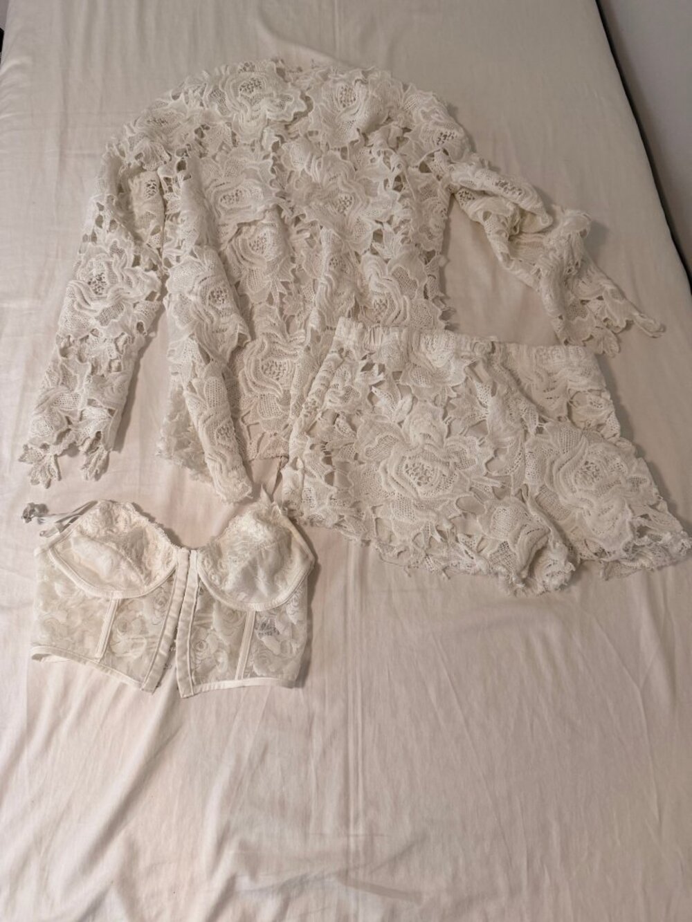 White 3 Piece Crocheted Set